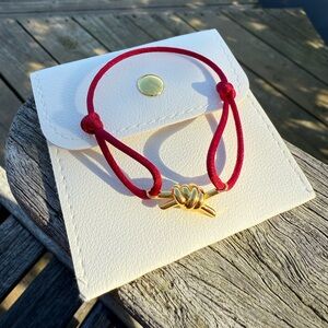 Red String Lucky Knot Bracelet Adjustable Silk Cord 18K Gold Plated Copper Charm